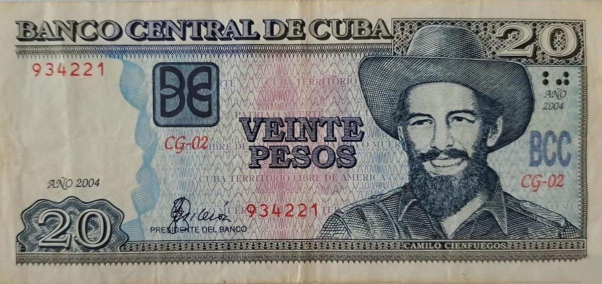 Front of Cuba p122a: 20 Pesos from 2004