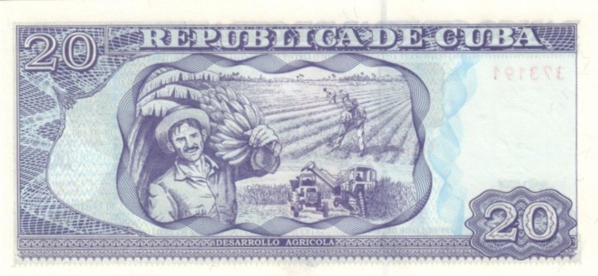 Back of Cuba p122e: 20 Pesos from 2008