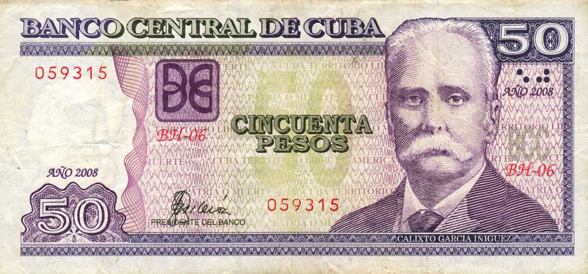 Front of Cuba p123e: 50 Pesos from 2008