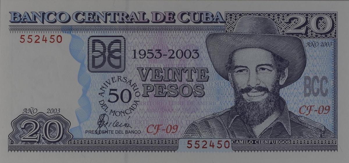 Front of Cuba p126: 20 Pesos from 2003