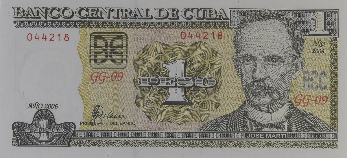 Front of Cuba p128a: 1 Peso from 2006