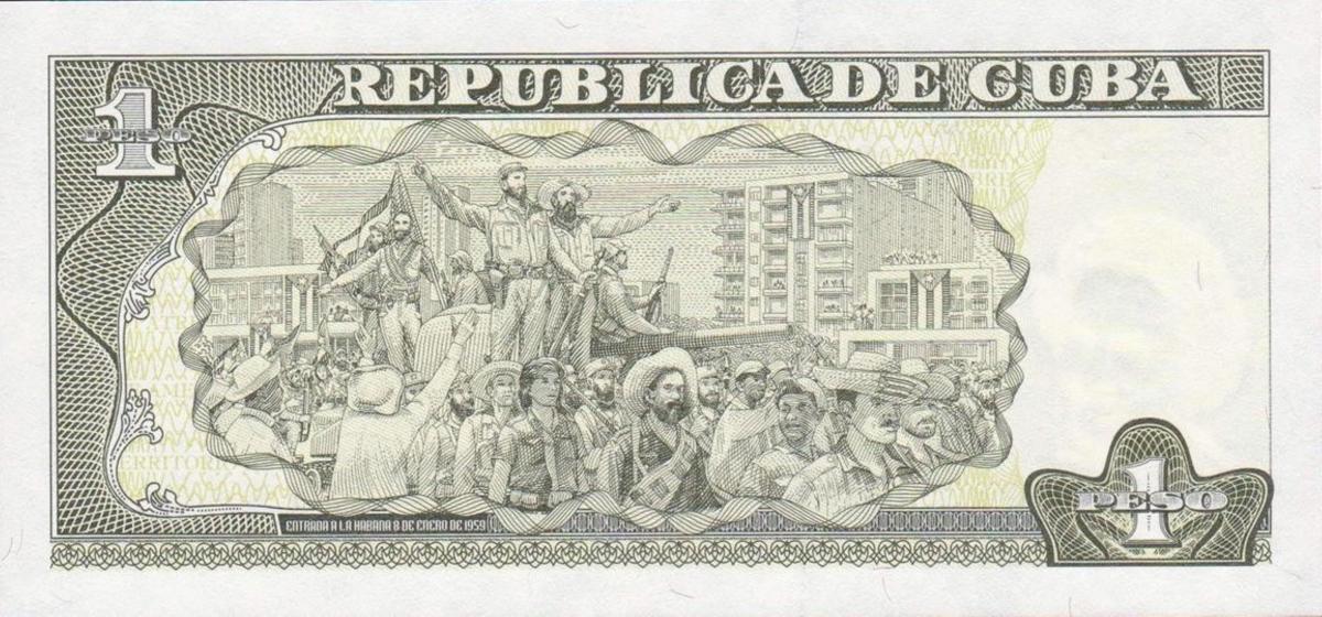 Back of Cuba p128e: 1 Peso from 2010