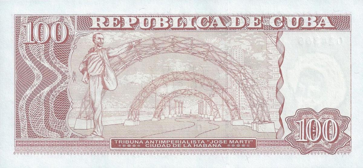 Back of Cuba p129c: 100 Pesos from 2007