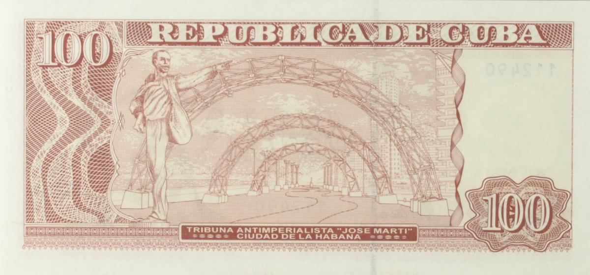 Back of Cuba p129d: 100 Pesos from 2008