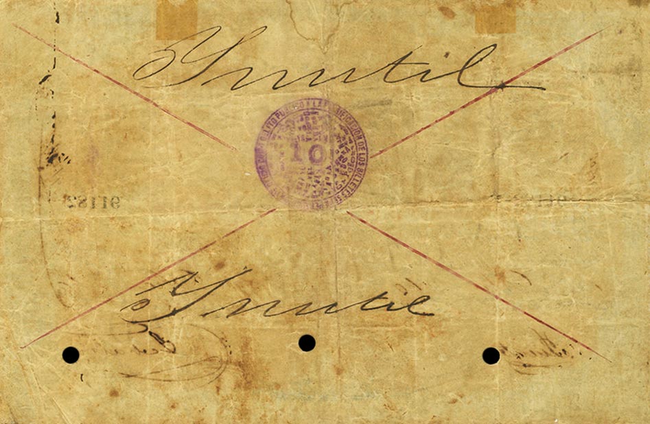 Back of Cuba p12: 10 Pesos from 1869