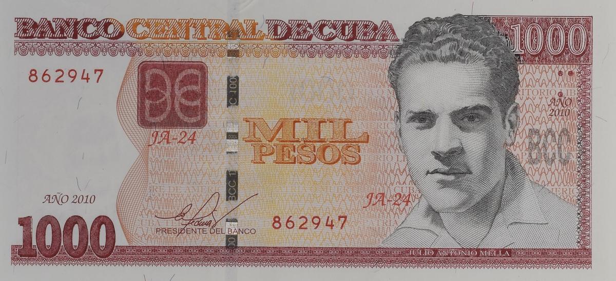 Front of Cuba p132: 1000 Pesos from 2010