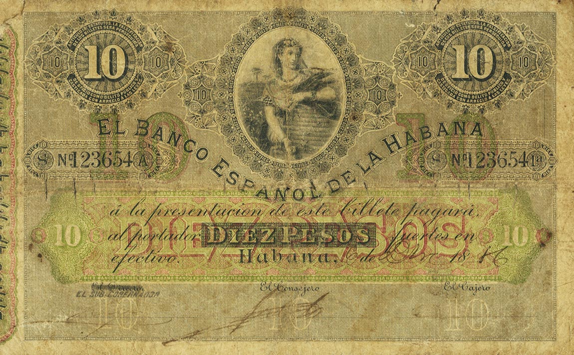 Front of Cuba p20: 10 Pesos from 1872