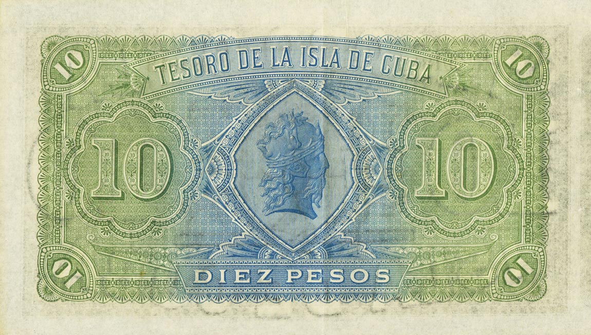 Back of Cuba p40b: 10 Pesos from 1891