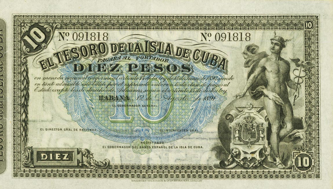 Front of Cuba p40b: 10 Pesos from 1891