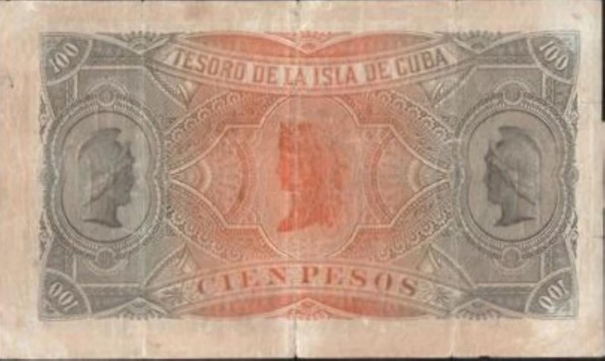 Back of Cuba p43a: 100 Pesos from 1891