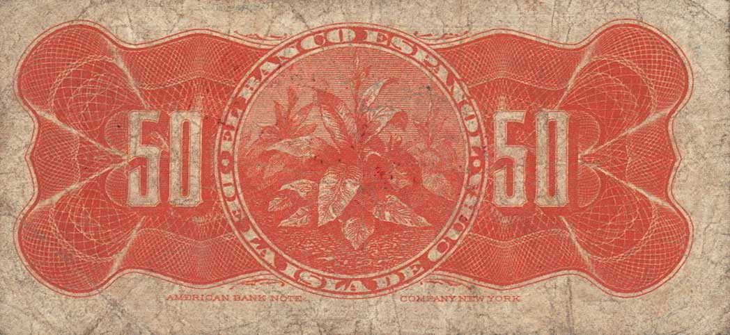 Back of Cuba p46b: 50 Centavos from 1896