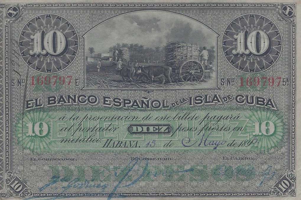 Front of Cuba p49b: 10 Pesos from 1896