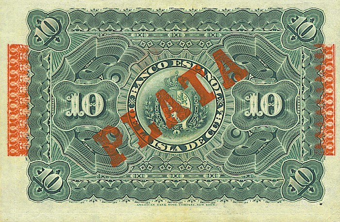 Back of Cuba p49d: 10 Pesos from 1896