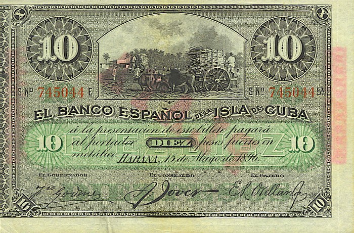 Front of Cuba p49d: 10 Pesos from 1896