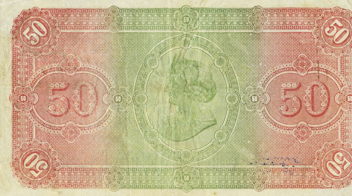 Back of Cuba p50a: 50 Pesos from 1896