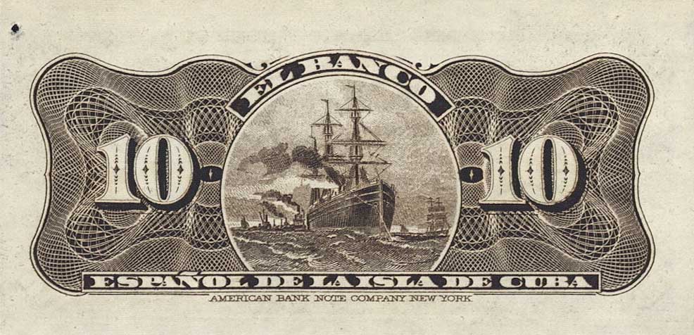 Back of Cuba p52a: 10 Centavos from 1897