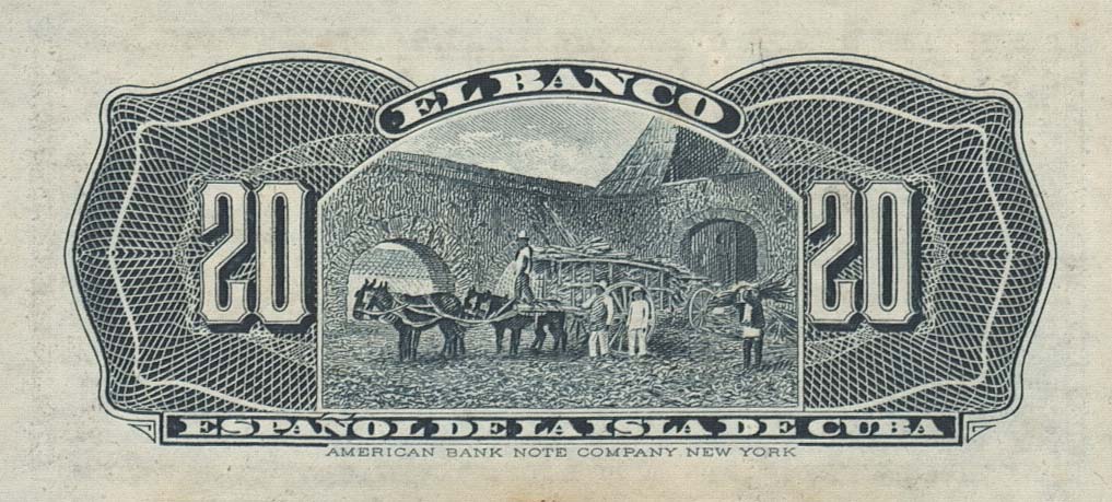 Back of Cuba p53a: 20 Centavos from 1897