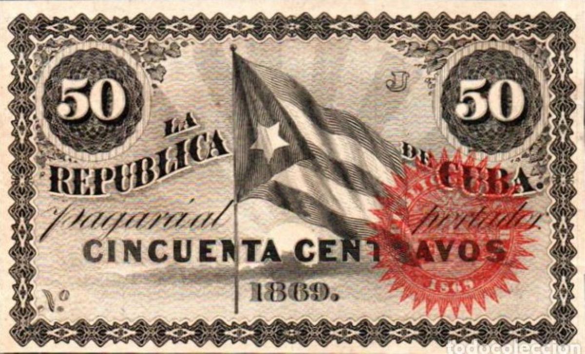 Front of Cuba p58: 50 Pesos from 1869