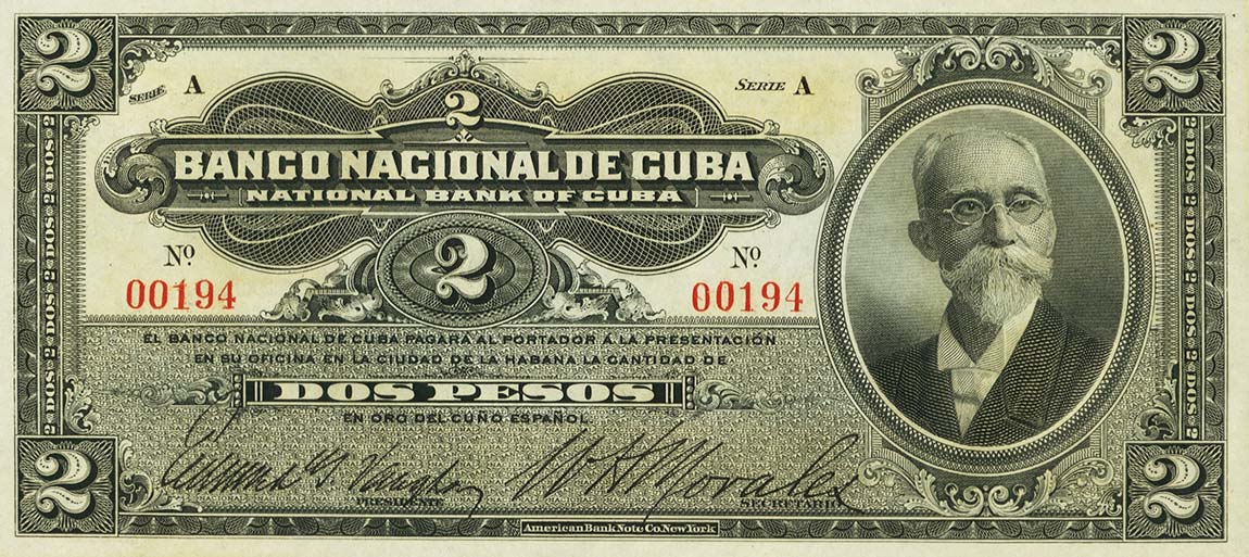 Front of Cuba p66a: 2 Pesos from 1905