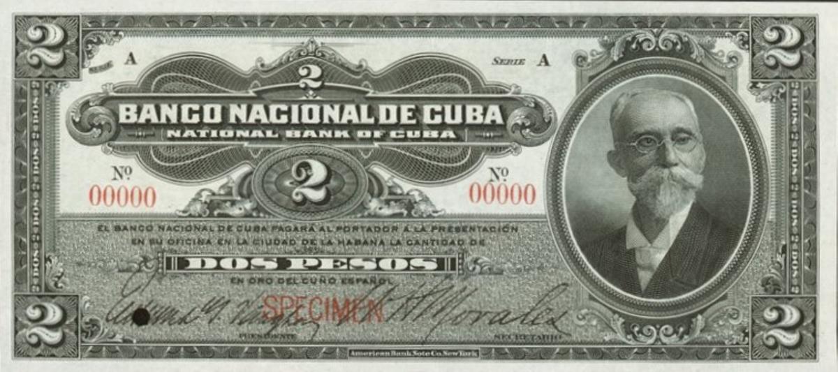 Front of Cuba p66s: 2 Pesos from 1905