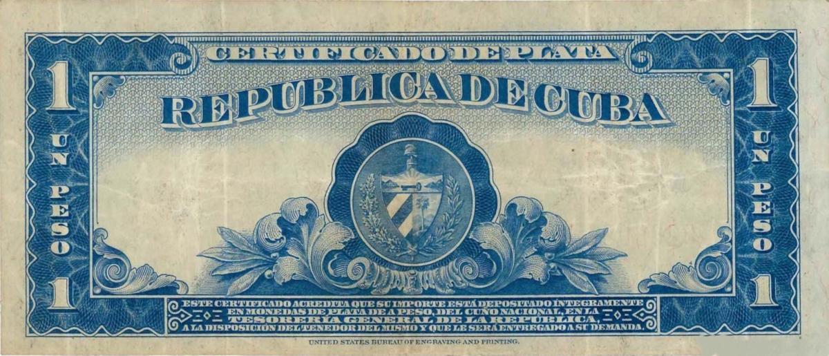 Back of Cuba p69c: 1 Peso from 1936