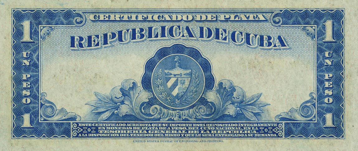 Back of Cuba p69e: 1 Peso from 1943