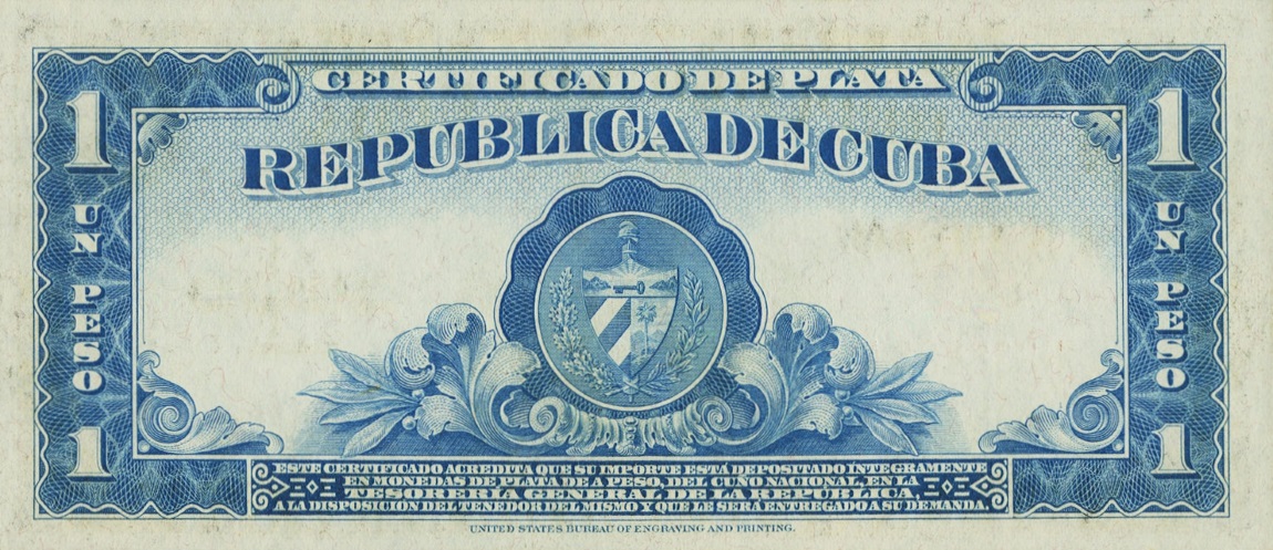 Back of Cuba p69f: 1 Peso from 1945