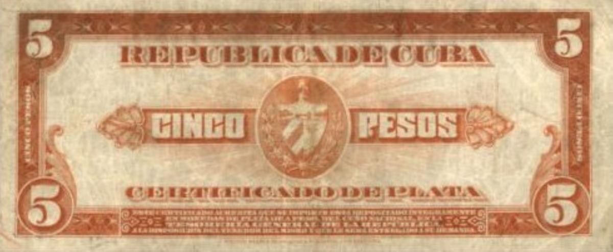 Back of Cuba p70b: 5 Pesos from 1936