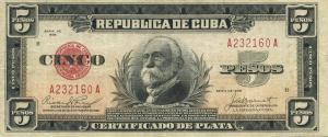p70b from Cuba: 5 Pesos from 1936