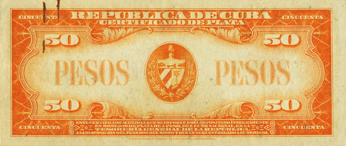 Back of Cuba p73c: 50 Pesos from 1936