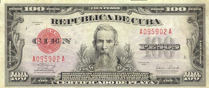 Front of Cuba p74b: 100 Pesos from 1938