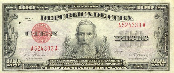 Front of Cuba p74e: 100 Pesos from 1948