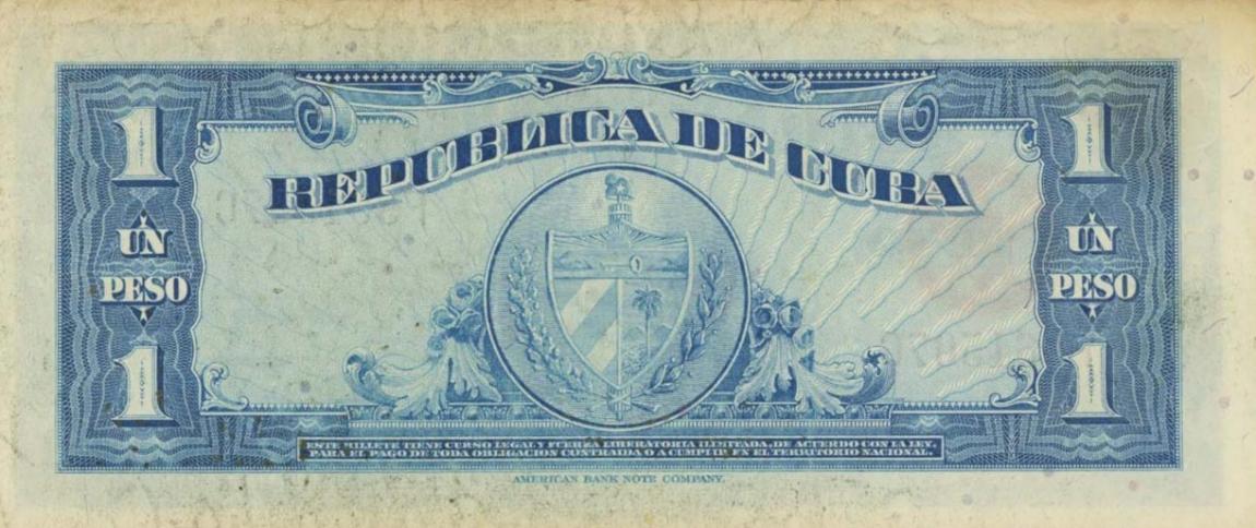 Back of Cuba p77a: 1 Peso from 1949