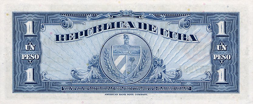 Back of Cuba p77b: 1 Peso from 1960
