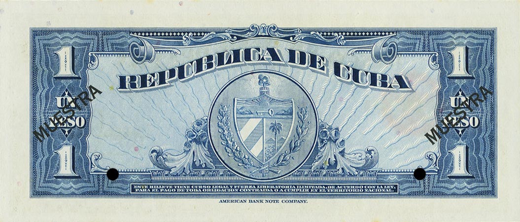 Back of Cuba p77s2: 1 Peso from 1960