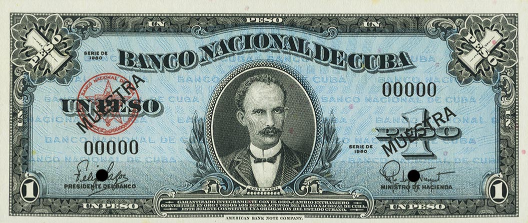 Front of Cuba p77s2: 1 Peso from 1960