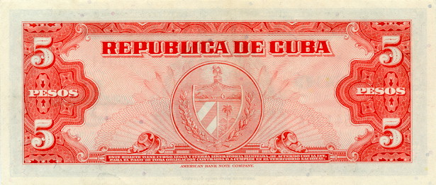 Back of Cuba p78a: 5 Pesos from 1949
