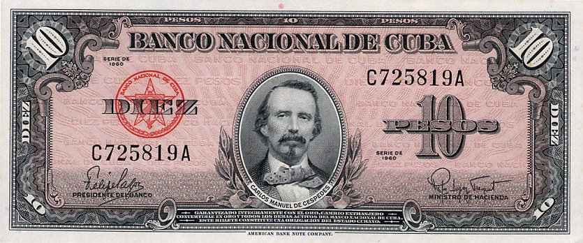 Front of Cuba p79b: 10 Pesos from 1960