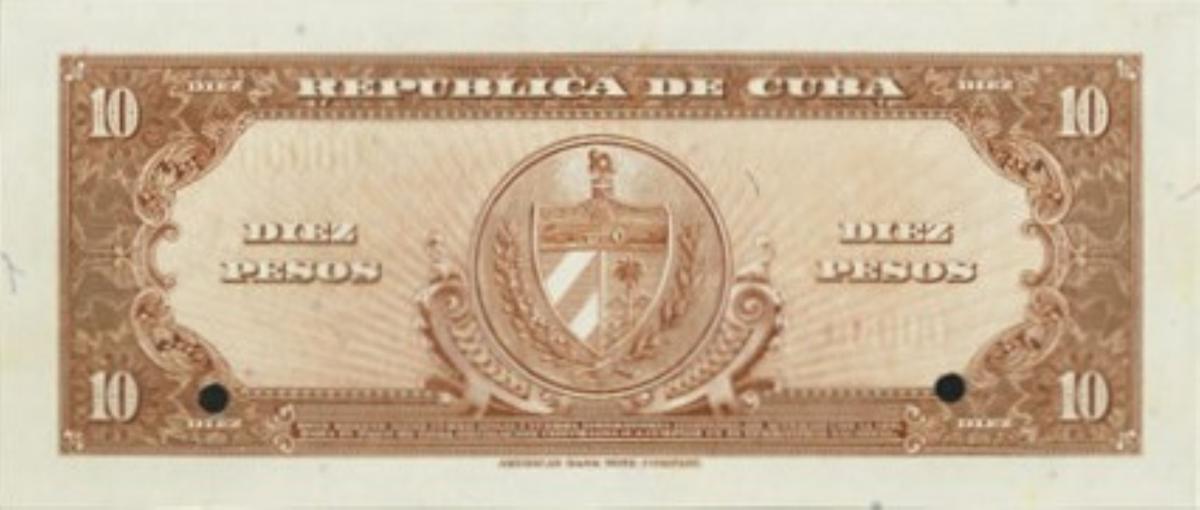 Back of Cuba p79s1: 10 Pesos from 1949