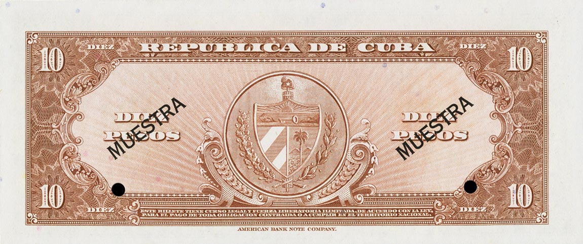 Back of Cuba p79s2: 10 Pesos from 1960