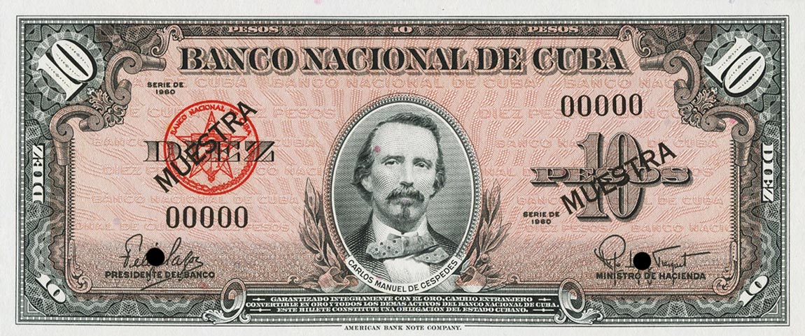 Front of Cuba p79s2: 10 Pesos from 1960