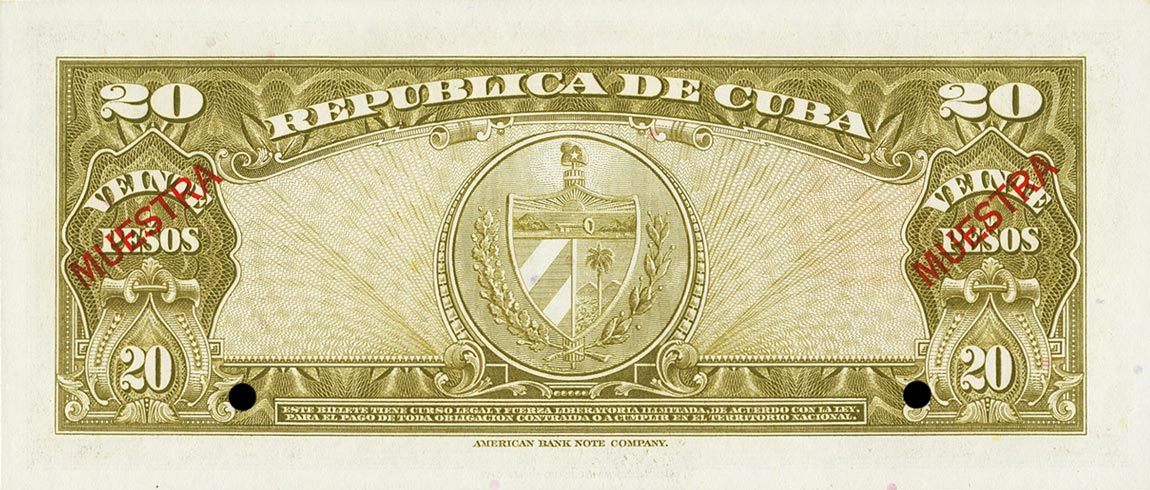 Back of Cuba p80s2: 20 Pesos from 1958