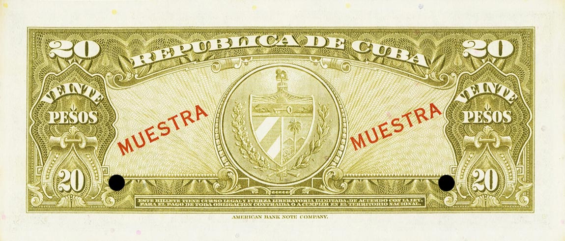 Back of Cuba p80s3: 20 Pesos from 1960