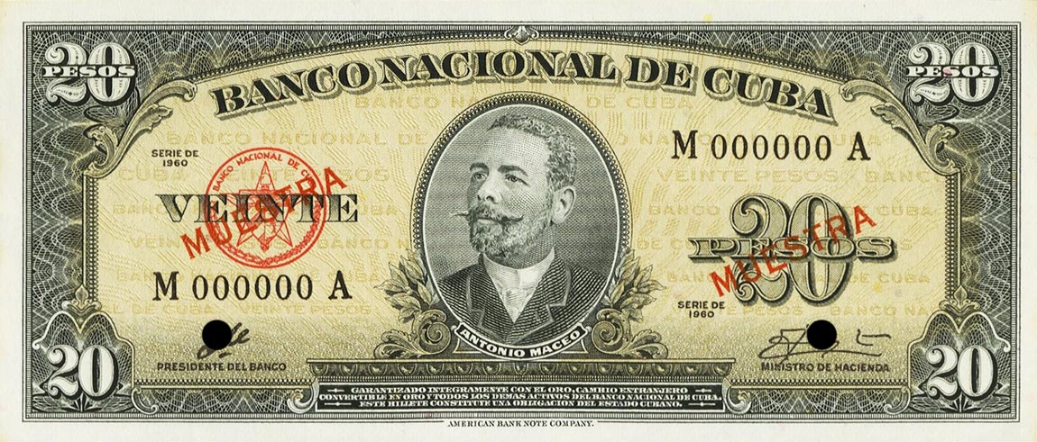 Front of Cuba p80s3: 20 Pesos from 1960