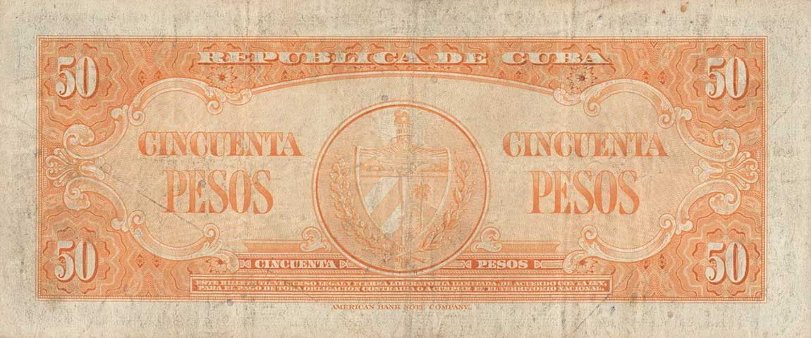 Back of Cuba p81a: 50 Pesos from 1950