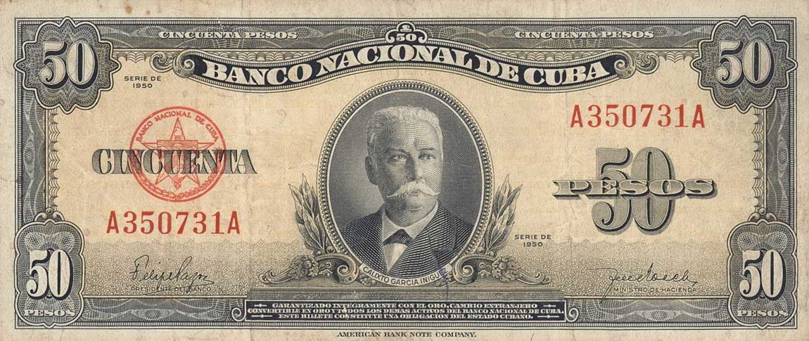 Front of Cuba p81a: 50 Pesos from 1950