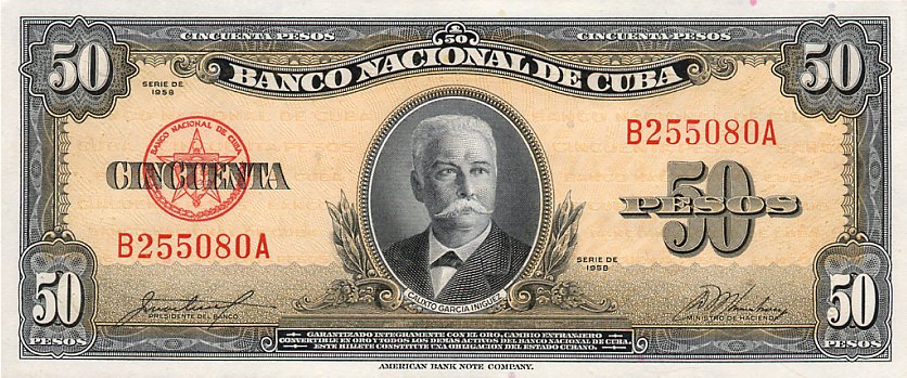 Front of Cuba p81b: 50 Pesos from 1958
