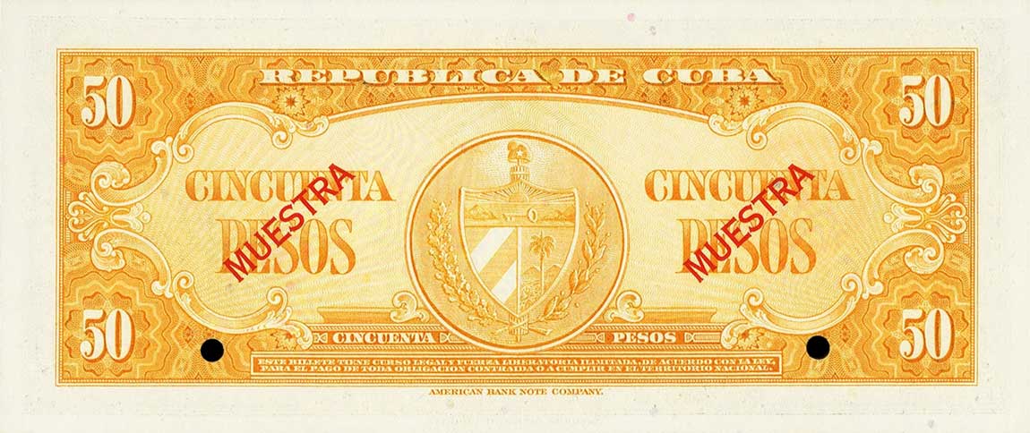 Back of Cuba p81s2: 50 Pesos from 1958