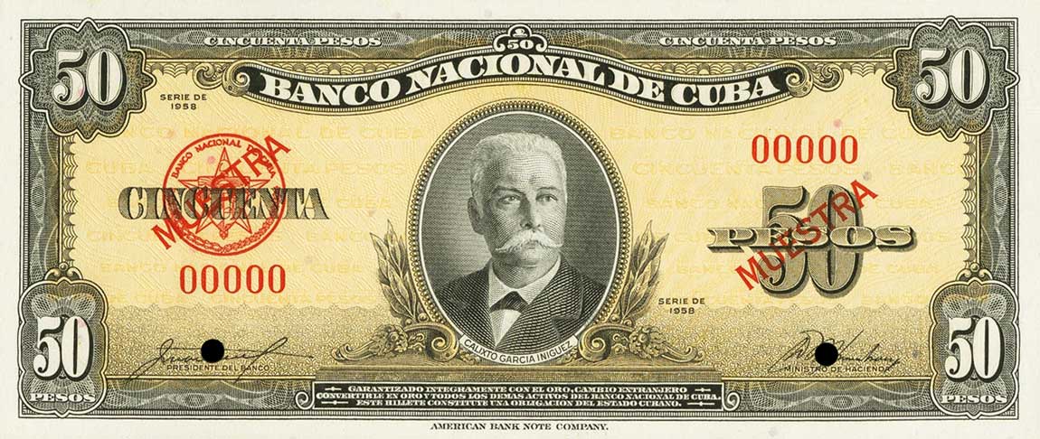 Front of Cuba p81s2: 50 Pesos from 1958