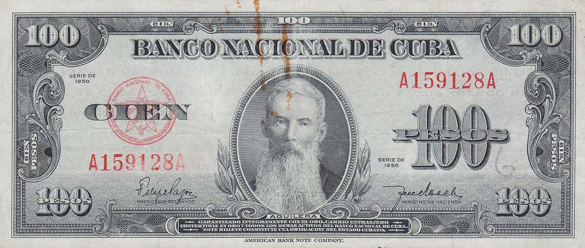 Front of Cuba p82a: 100 Pesos from 1950